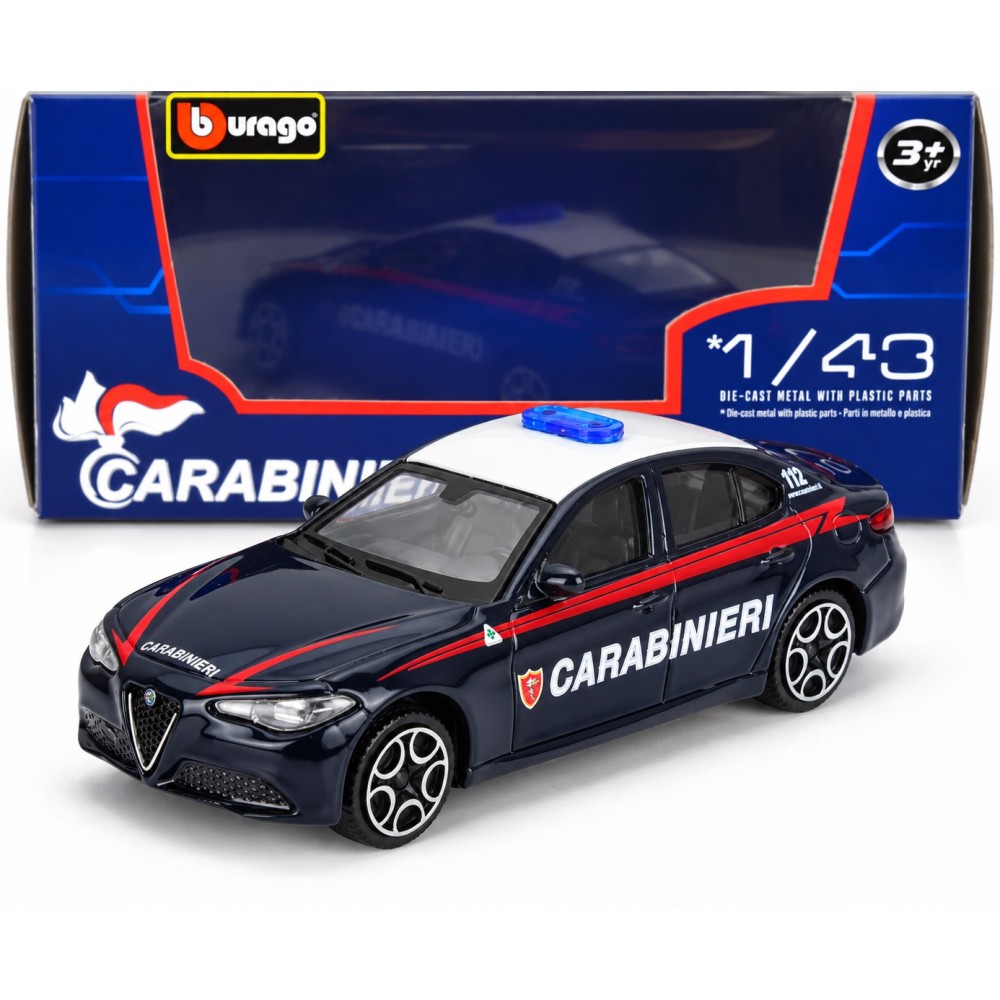 Колекционерски метален модел Alfa Romeo Giulia Carabinieri / Алфа Ромео, 2015, Bburago, 1:43, тъмносин