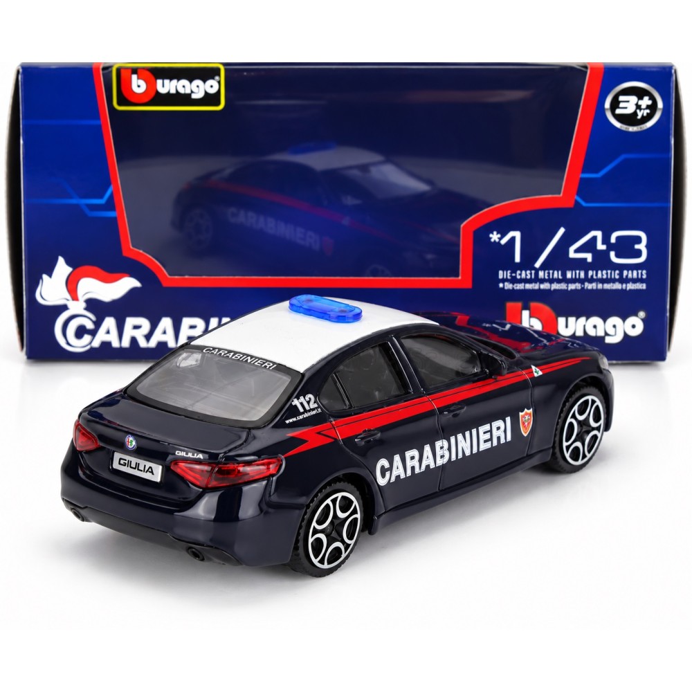 Колекционерски метален модел Alfa Romeo Giulia Carabinieri / Алфа Ромео, 2015, Bburago, 1:43, тъмносин