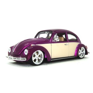Колекционерски метален модел Volkswagen Beetle Hot Rider / Фолксваген, 1971, WELLY, 1:24, лилав/кремав