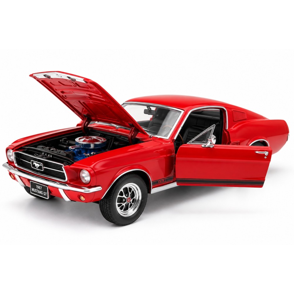 Колекционерски метален модел Ford Mustang GT / Форд Мустанг, 1967, WELLY, 1:24, червен
