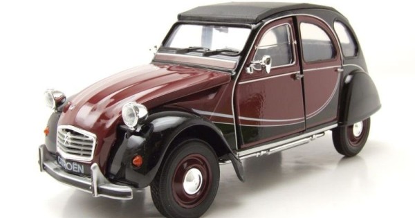 Voiture Miniature Citroën 2CV Charleston 1/24 - Modèle Collection En Métal - Welly 24009W Bicolore - 3
