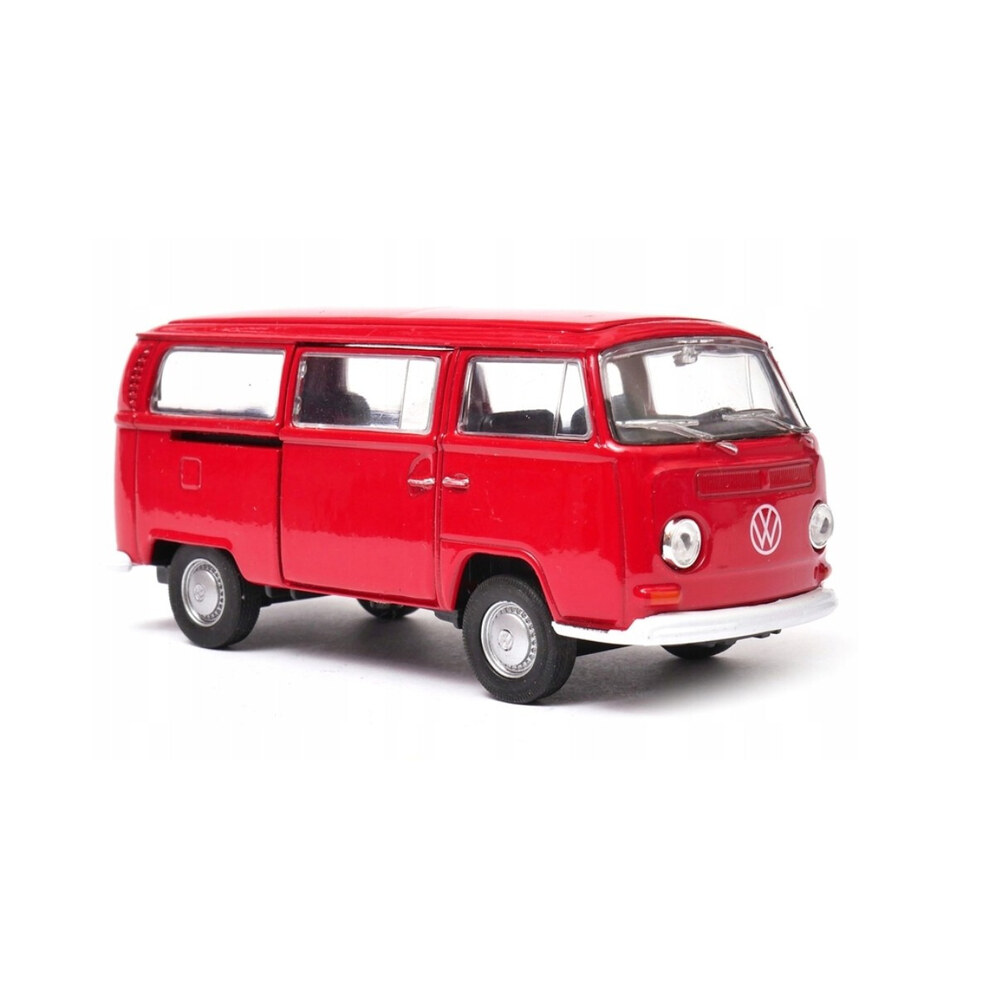 Колекционерски метален модел Volkswagen Bus T2 / Фолксваген, 1972, Welly, мащаб 1:34, червен