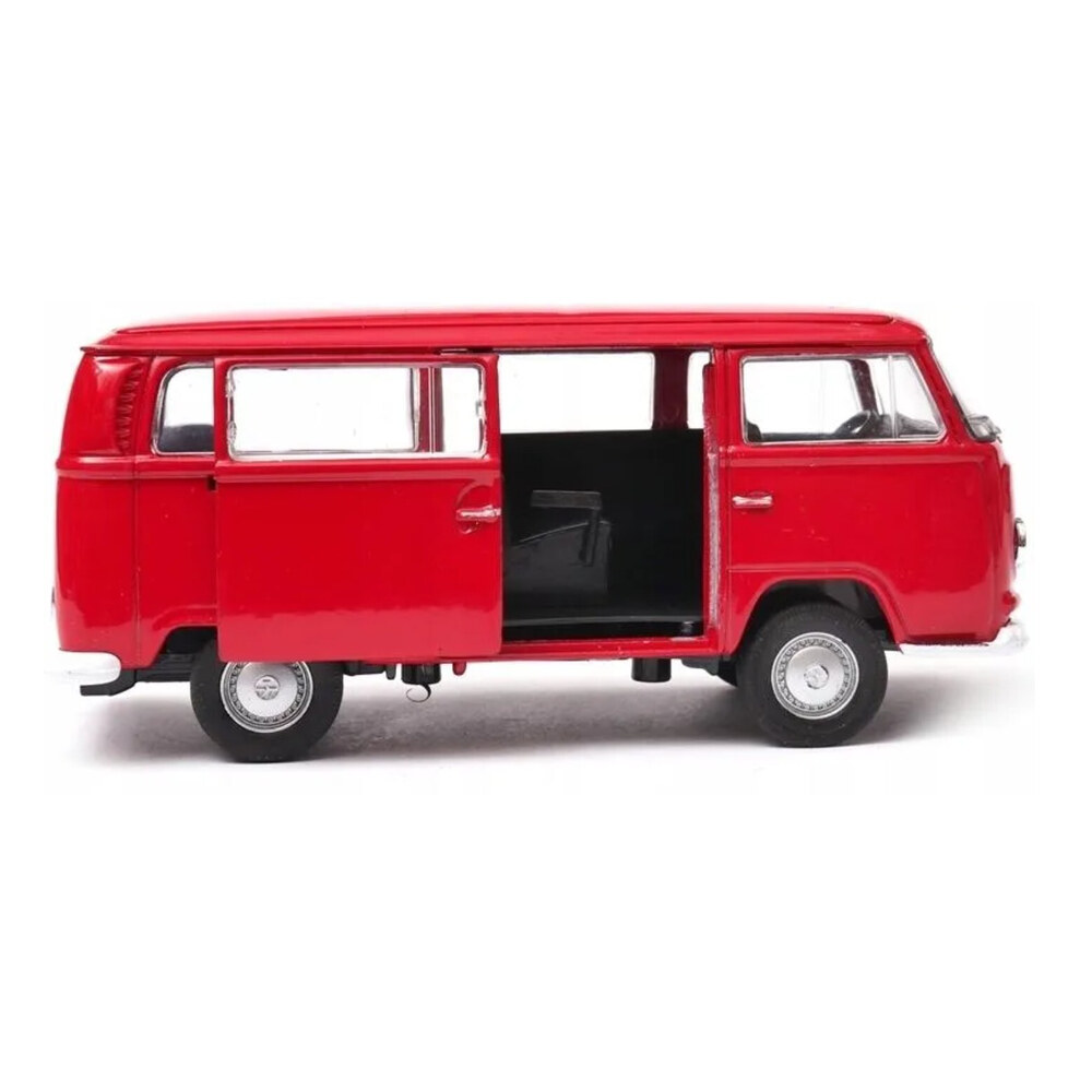 Колекционерски метален модел Volkswagen Bus T2 / Фолксваген, 1972, Welly, мащаб 1:34, червен
