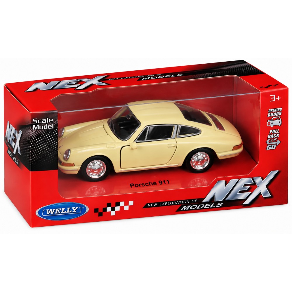 Колекционерски метален модел Porsche 911 / Порше, 1964, WELLY, 1:34, жълт