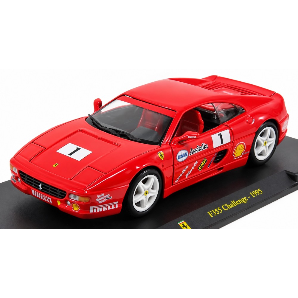 Колекционерски метален модел Ferrari F355 Challenge №1 / Ферари, 1995, EDICOLA, 1:24, червен