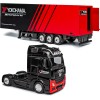 Колекционерски метален модел Mercedes-Benz Actros GigaSpace с полуремарке Yokohama Motorsports / Мерцедес-Бенц, Bburago, 1:43, черно-червен