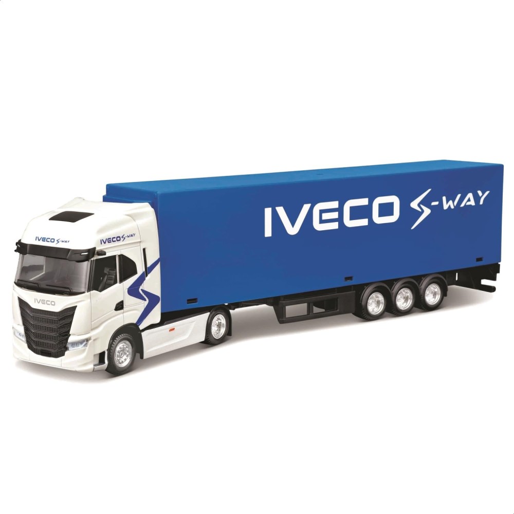 Колекционерски метален модел Iveco S-Way 570 с полуремарке / Ивеко, Bburago, 1:43, бял и син