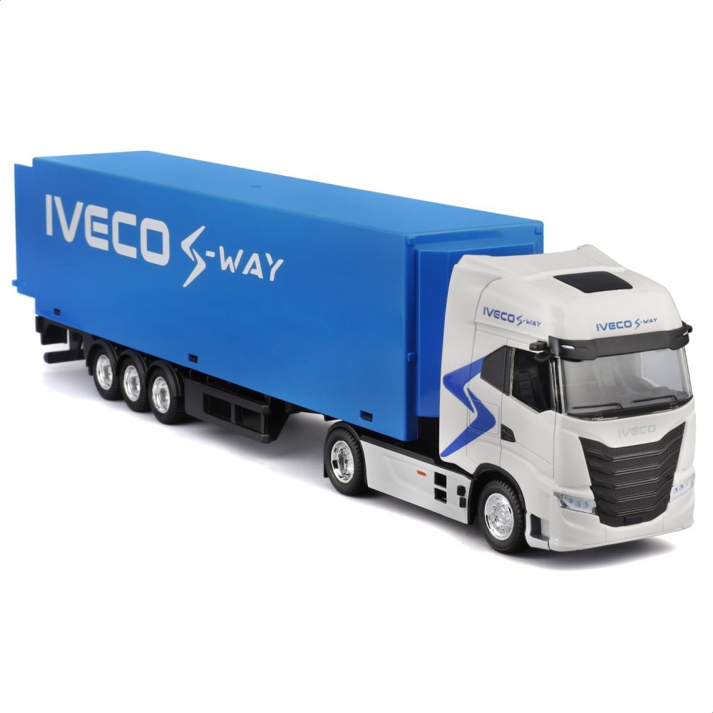 Колекционерски метален модел Iveco S-Way 570 с полуремарке / Ивеко, Bburago, 1:43, бял и син
