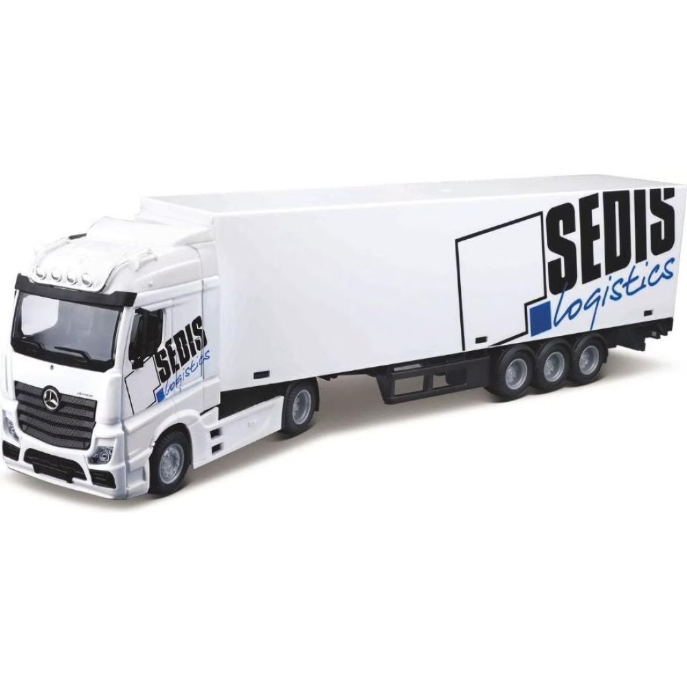 Колекционерски метален модел Mercedes-Benz Actros Sedis Logistics / Мерцедес-Бенц, Bburago, 1:43, бял