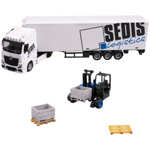 Колекционерски метален модел Mercedes-Benz Actros Sedis Logistics / Мерцедес-Бенц, Bburago, 1:43, бял