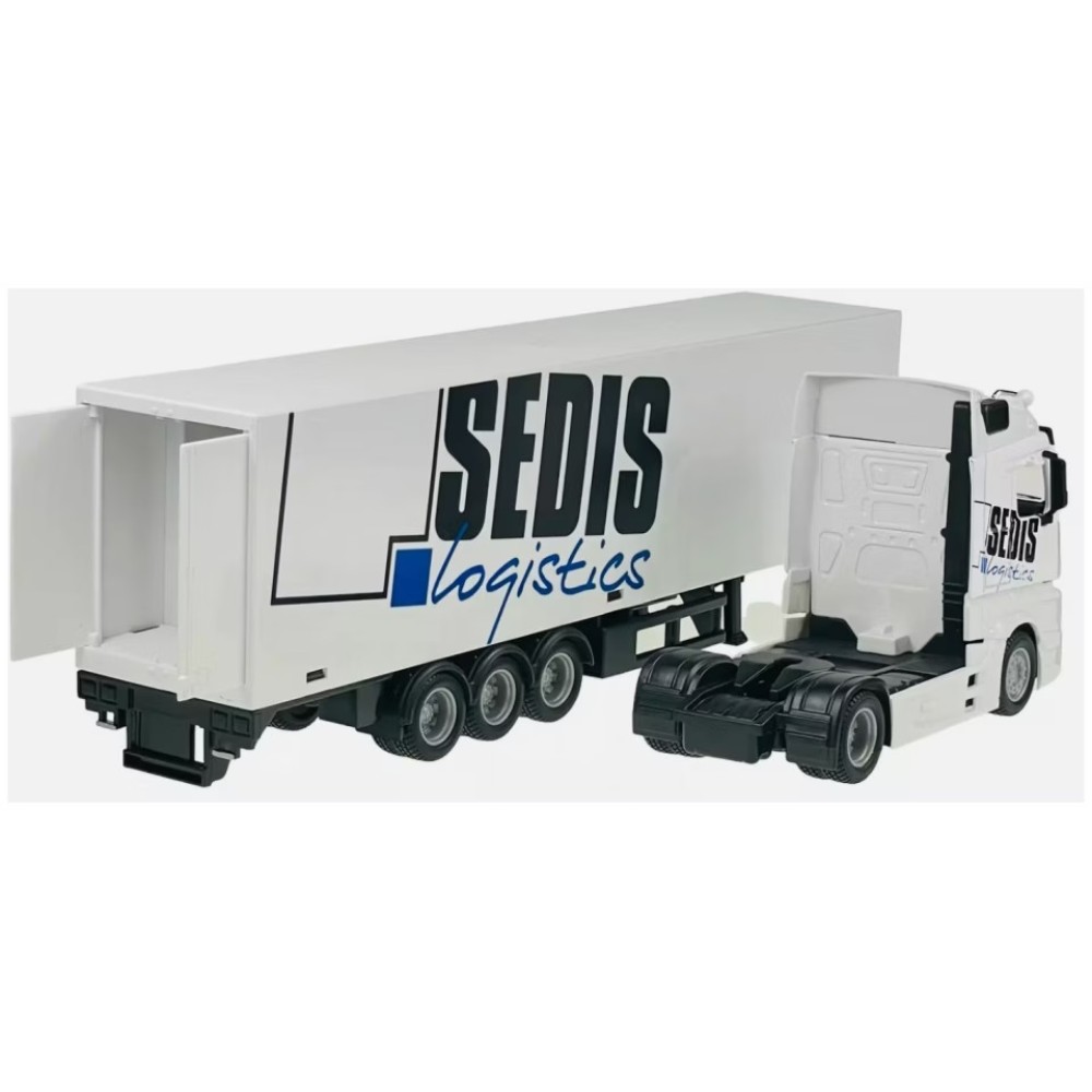 Колекционерски метален модел Mercedes-Benz Actros Sedis Logistics / Мерцедес-Бенц, Bburago, 1:43, бял
