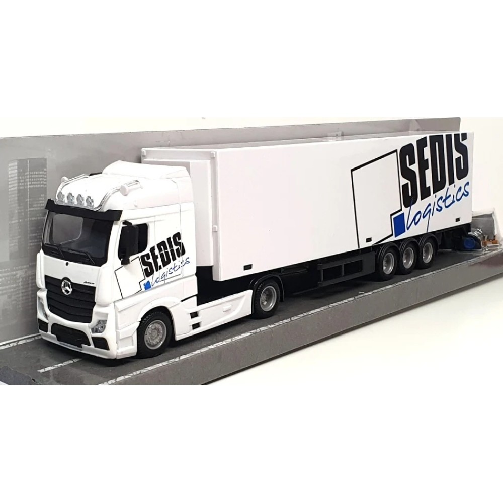 Колекционерски метален модел Mercedes-Benz Actros Sedis Logistics / Мерцедес-Бенц, Bburago, 1:43, бял