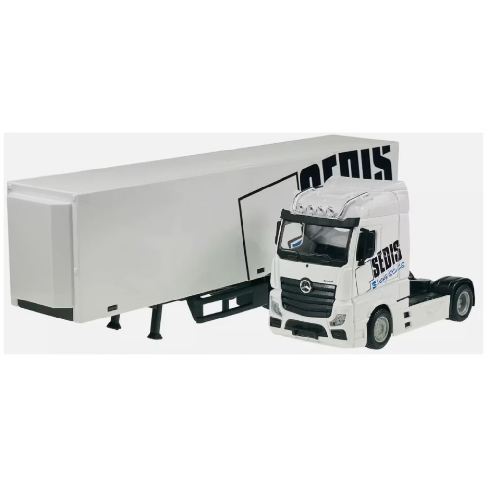 Колекционерски метален модел Mercedes-Benz Actros Sedis Logistics / Мерцедес-Бенц, Bburago, 1:43, бял