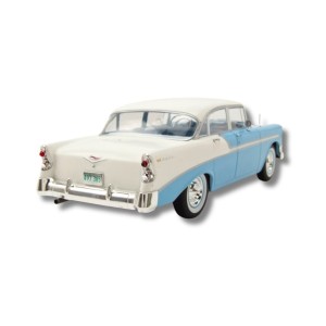 Метална кола Chevrolet Bel Air 4-Door HardTop / Шевролет, 1956, WhiteBox, мащаб 1:24, светлосиньо-бял цвят
