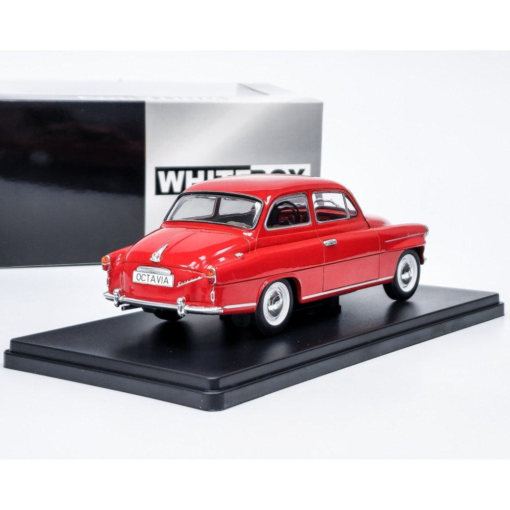 Метална колa Skoda Octavia Super / Шкода, 1959, WhiteBox, мащаб 1:24, червен цвят
