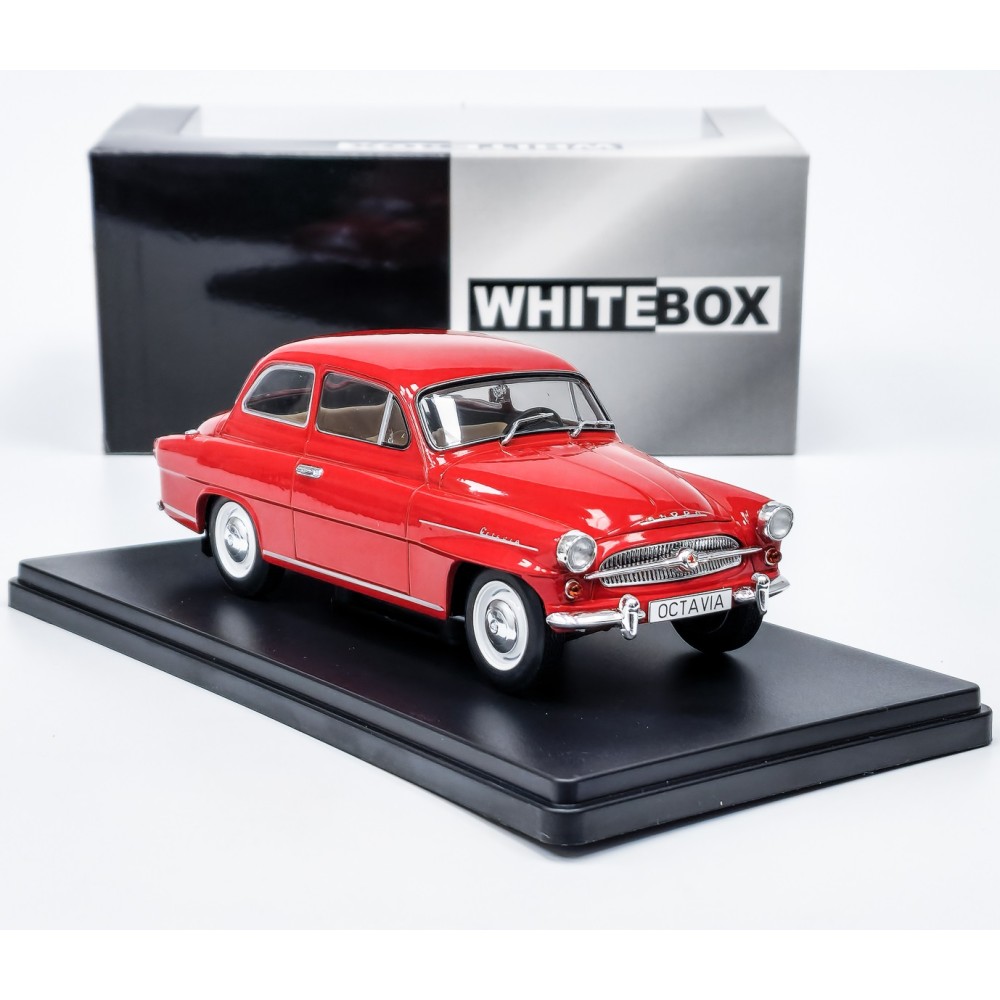 Метална колa Skoda Octavia Super / Шкода, 1959, WhiteBox, мащаб 1:24, червен цвят