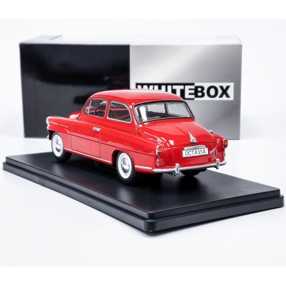 Метална колa Skoda Octavia Super / Шкода, 1959, WhiteBox, мащаб 1:24, червен цвят