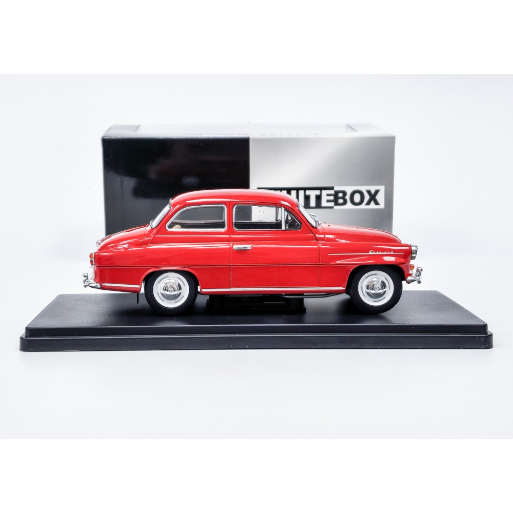 Метална колa Skoda Octavia Super / Шкода, 1959, WhiteBox, мащаб 1:24, червен цвят