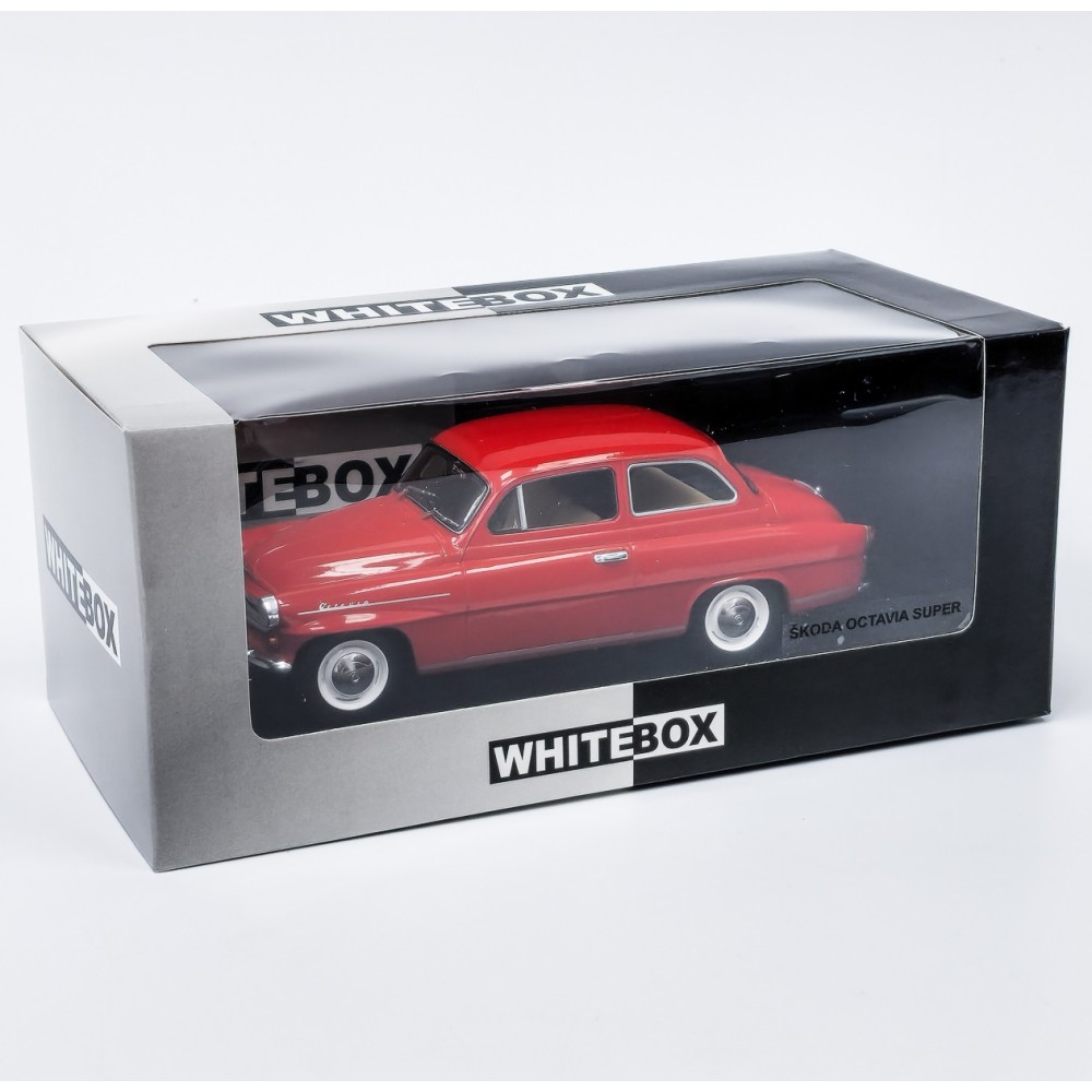 Метална колa Skoda Octavia Super / Шкода, 1959, WhiteBox, мащаб 1:24, червен цвят
