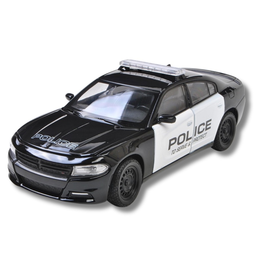 Метална колa Dodge Charger Pursuit / Додж, 2016, WELLY, мащаб 1:24, черно-бял цвят