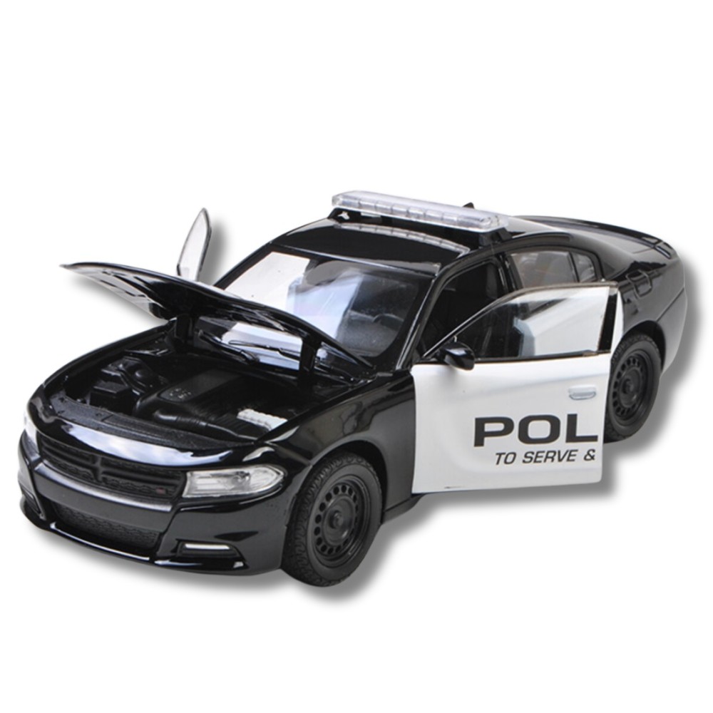 Метална колa Dodge Charger Pursuit / Додж, 2016, WELLY, мащаб 1:24, черно-бял цвят