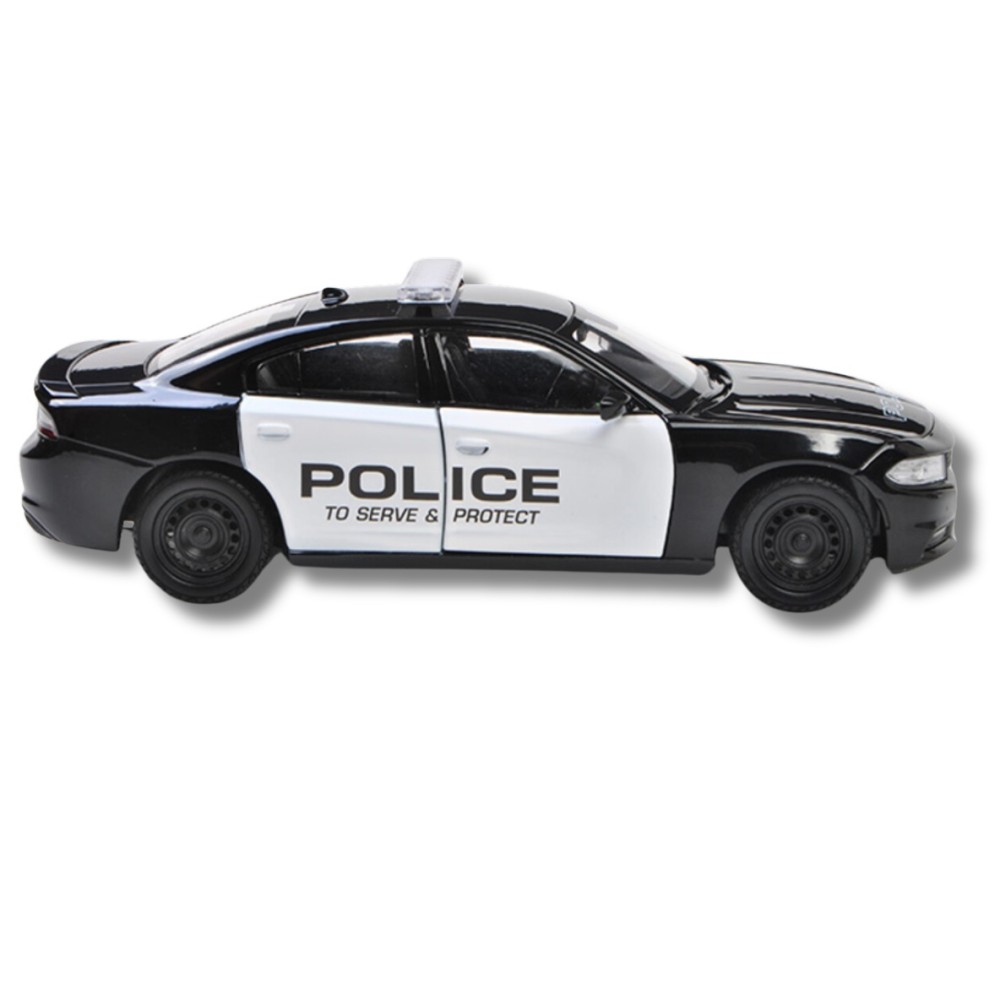 Метална колa Dodge Charger Pursuit / Додж, 2016, WELLY, мащаб 1:24, черно-бял цвят