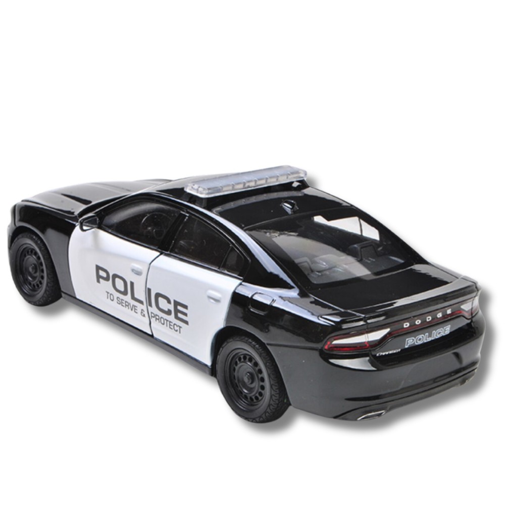 Метална колa Dodge Charger Pursuit / Додж, 2016, WELLY, мащаб 1:24, черно-бял цвят