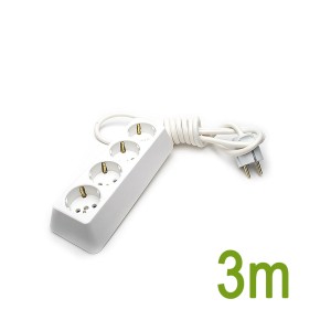 Подвижен контакт с кабел 3 м. /3 x 1,5кв.мм/, четворен, 16А, 250V, бял
