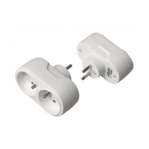 Двоен разклонител без кабел, 10-16А, 220V, Бял